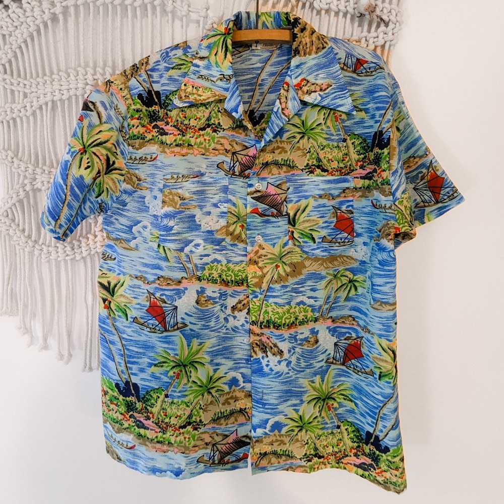 Vintage Hawaiian Shirt 70's Waikiki Holiday